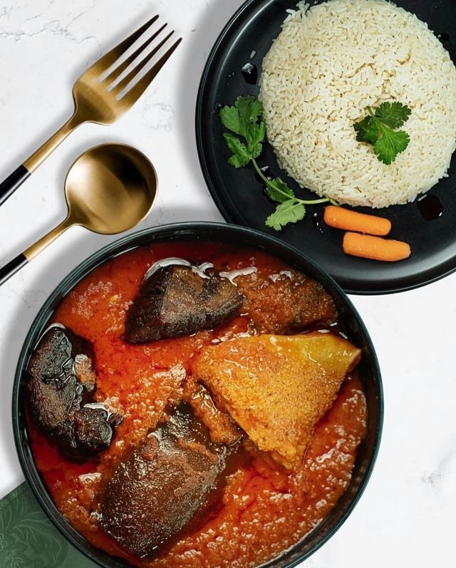 White Rice and Stew.